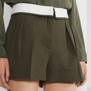 High Waist Olive Shorts with White Band